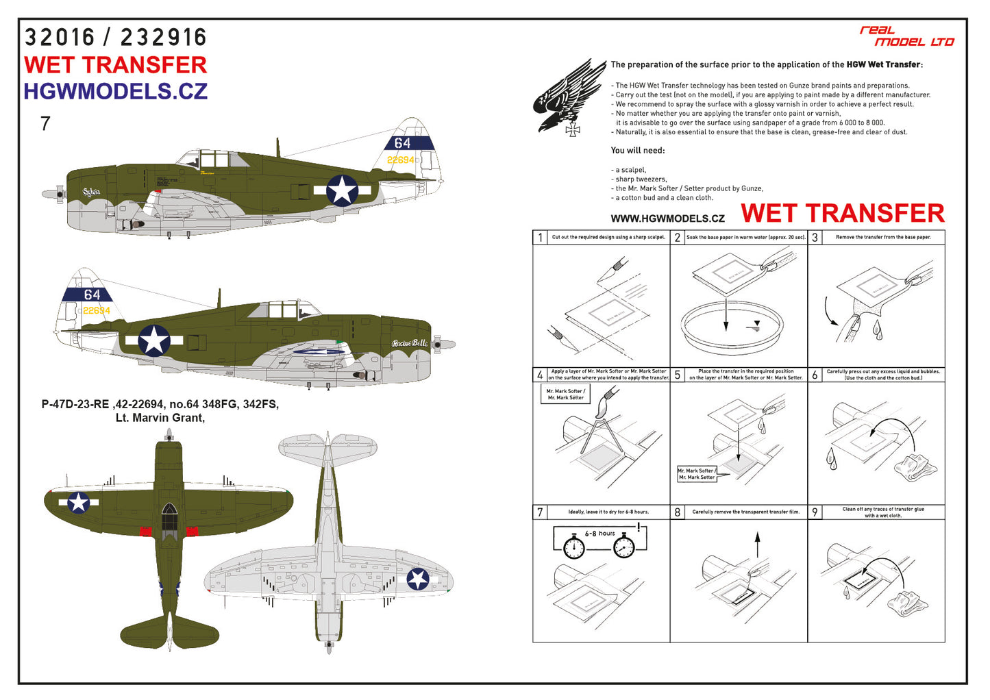 HGW HGW232916 1:32 Republic P-47D Thunderbolt Razorback OVER NEW GUINEA Pt.3