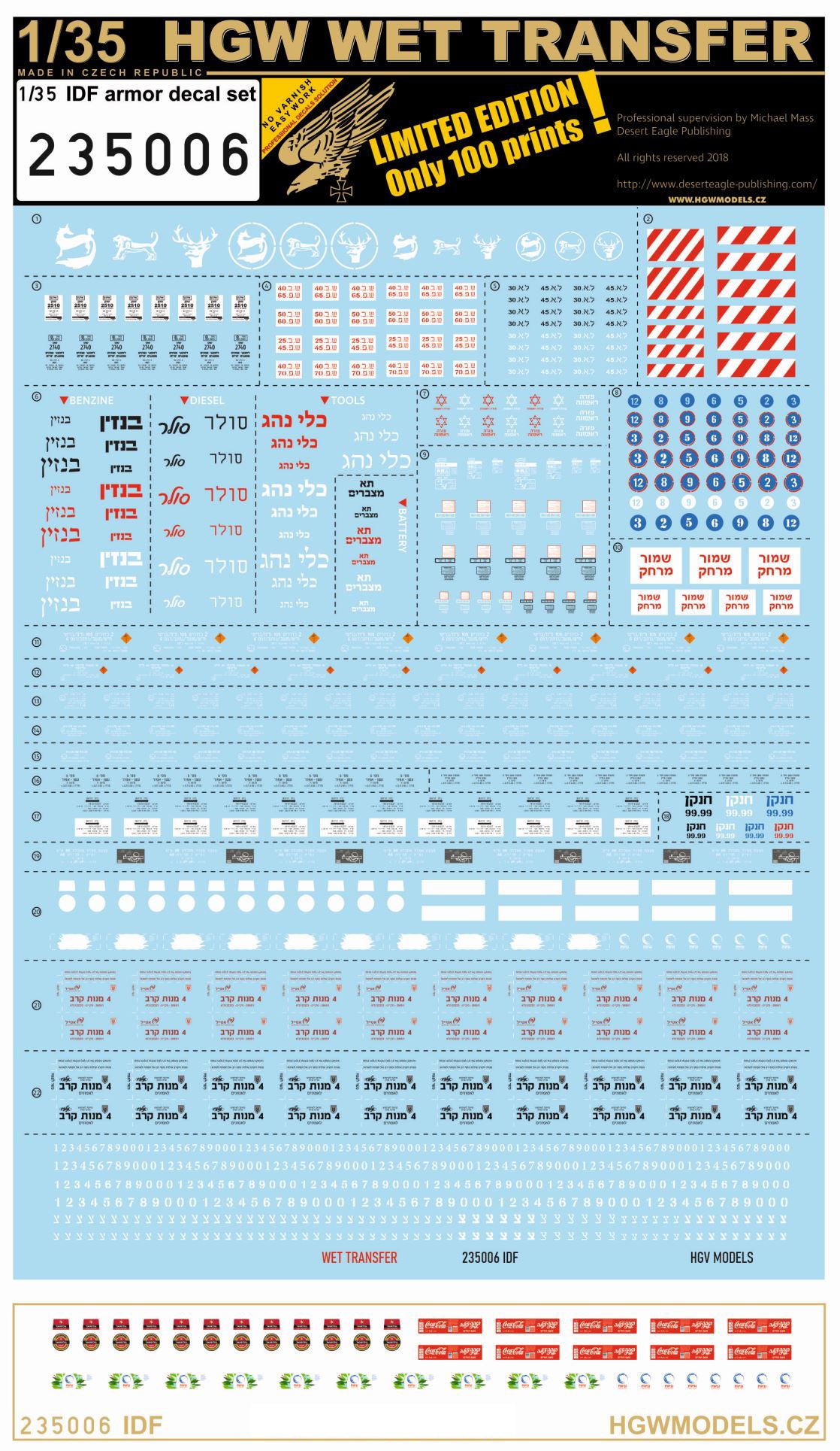 HGW HGW235006 1:35 Ultimate IDF Armor Decal Set