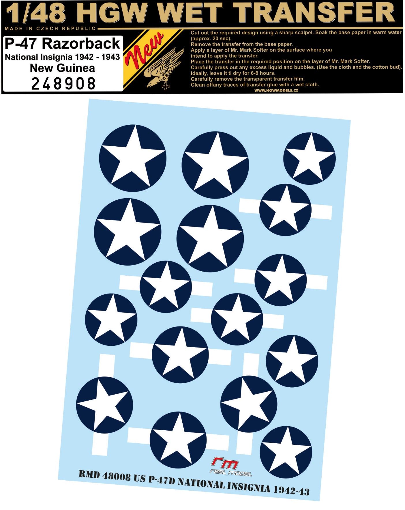 HGW HGW248908 1:48 Republic P-47D Thunderbolt NATIONAL INSIGNIA 1942-1943
