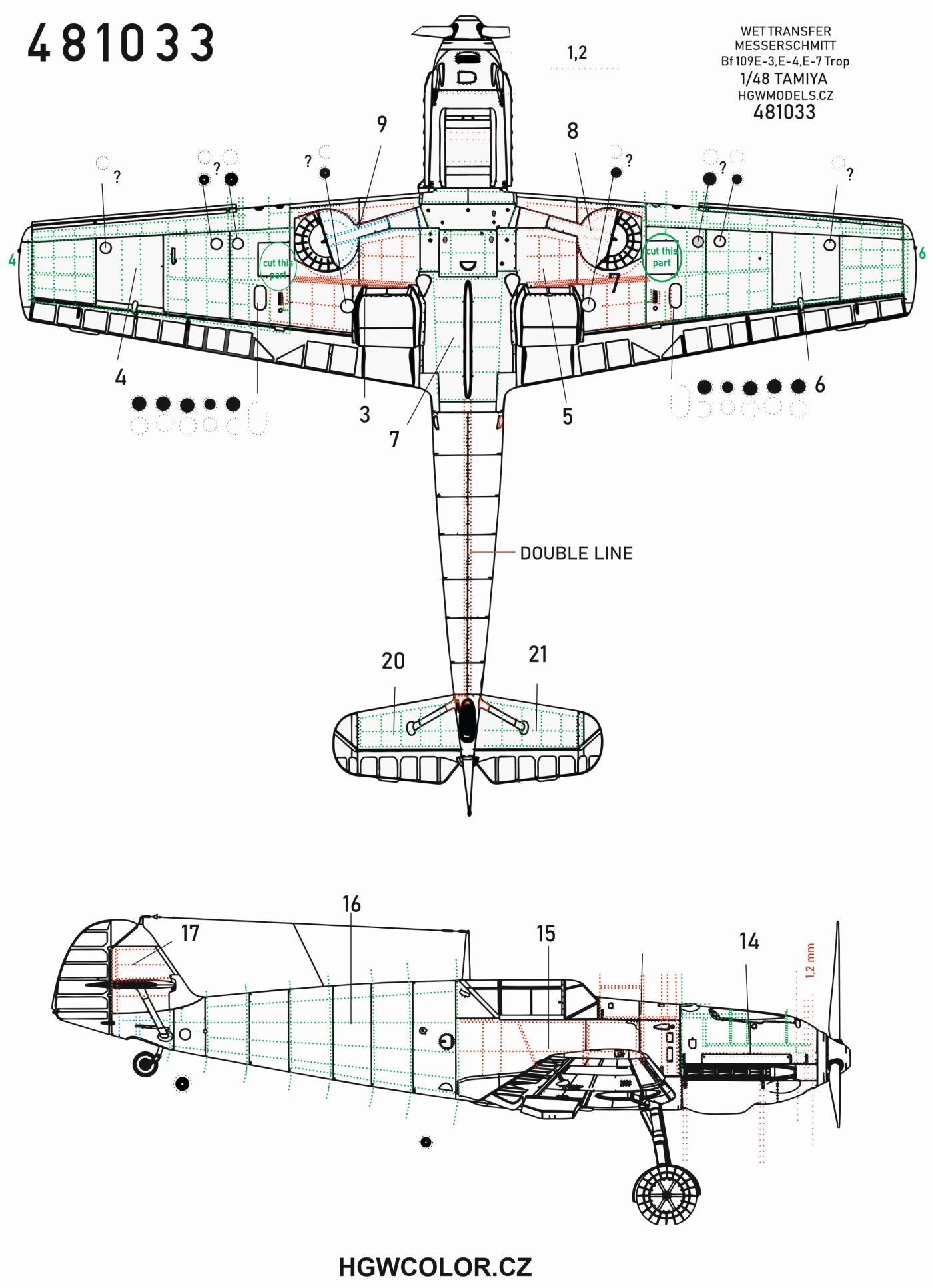 HGW HGW481033 1:48 Messerschmitt Bf-109E series riveting sets
