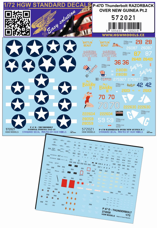 HGW 572021 P-47D Razorback Over New Guinea Pt 2 Decals 1:72
