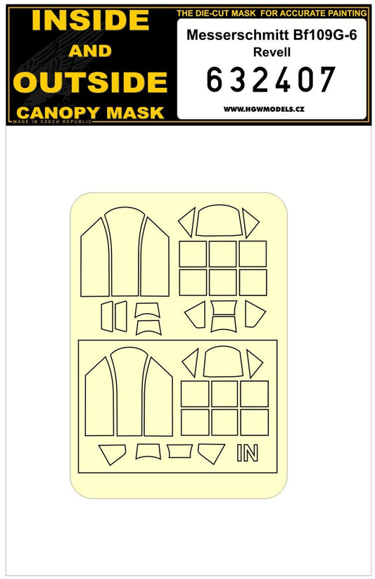 HGW 632407 Messerschmitt Bf-109G-6 Canopy Frame Masks 1:32