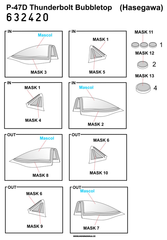HGW 632420 P-47D Thunderbolt Canopy Frame Paint Masks 1:32