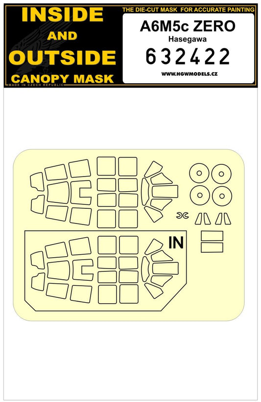 HGW 632422 Mitsubishi A6M5c Zero Canopy Frame Masks 1:32