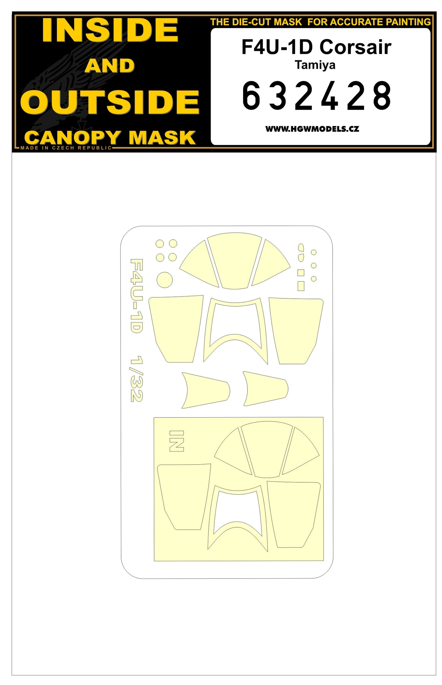 HGW HGW632428 1:32 Vought F4U-1D Corsair masks