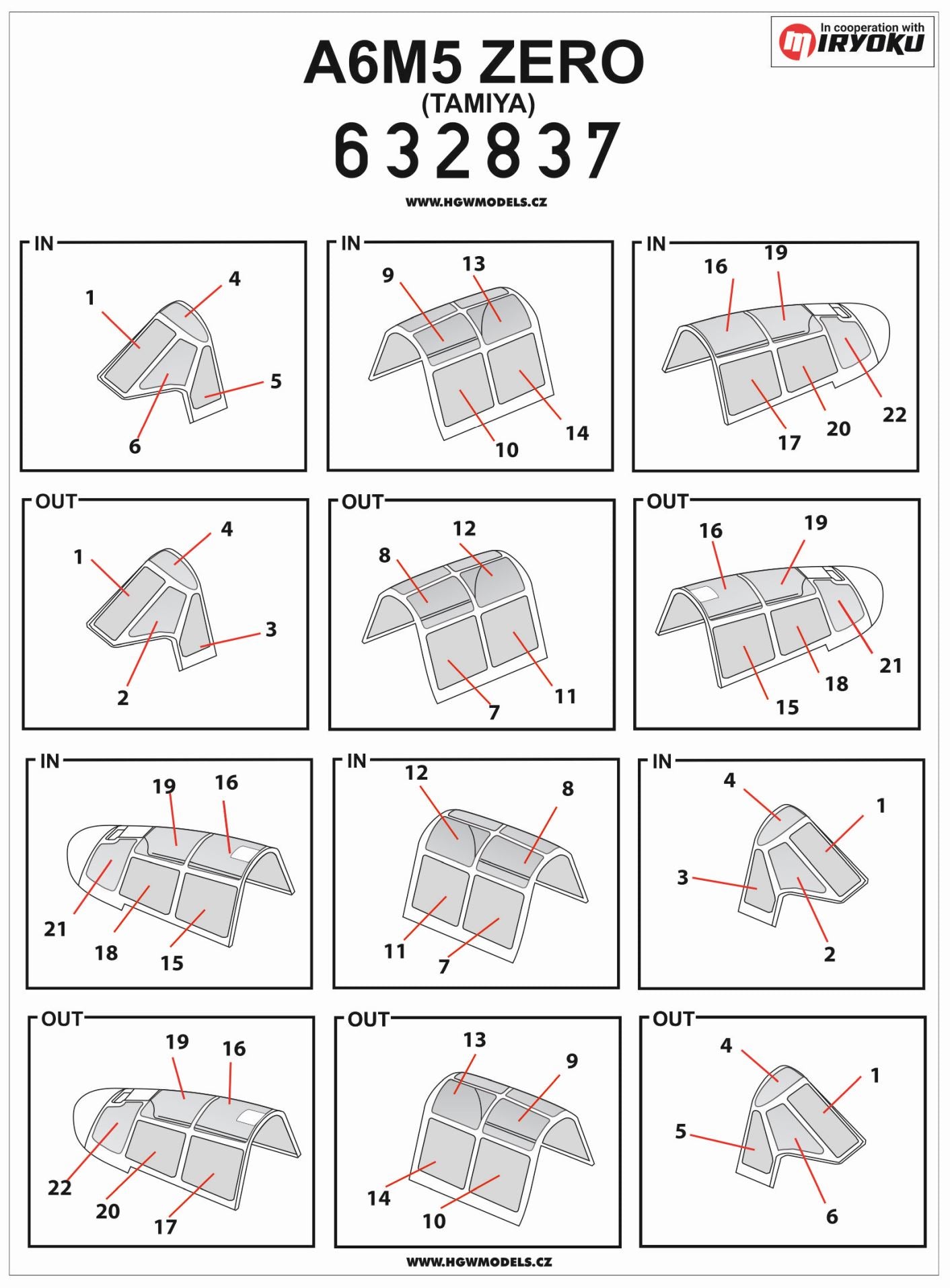 HGW HGW632837 1:32 Mitsubishi A6M5 Zero canopy mask
