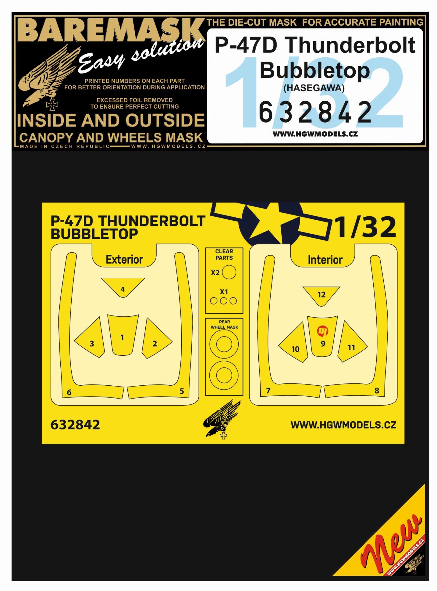 HGW 632842 P-47D Thunderbolt Bubbletop Wheels & Masks 1:32