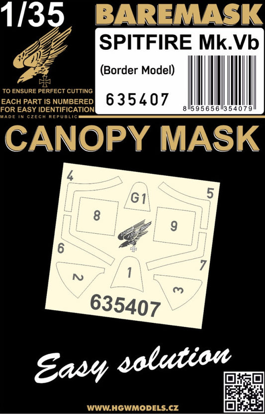 HGW 635407 Supermarine Spitfire Mk.Vb Numbered Canopy Masks 1:35