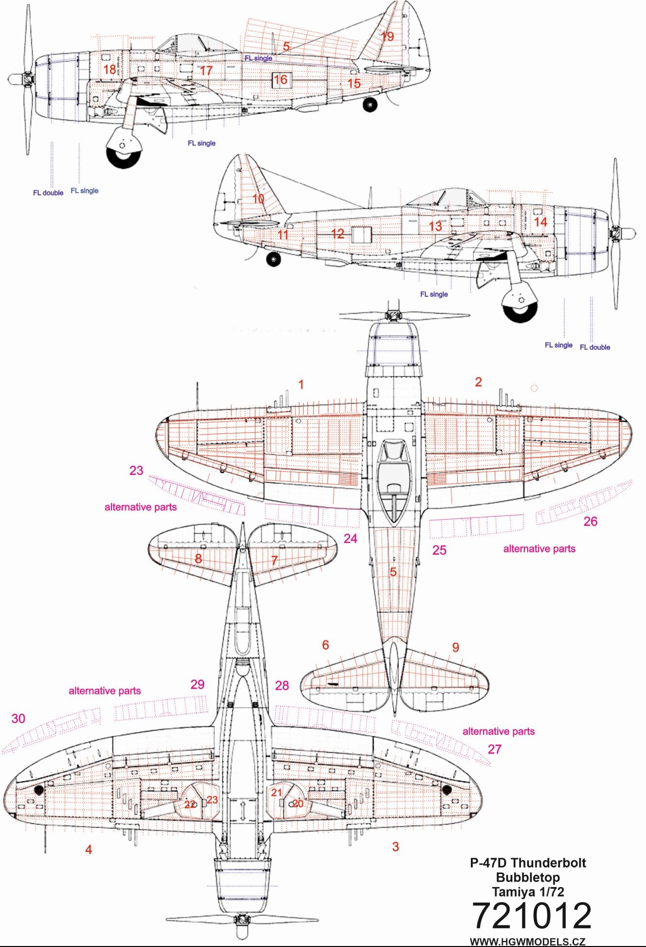 HGW HGW721012 1:72 Republic P-47D Thunderbolt 'Bubbletop' riveting set