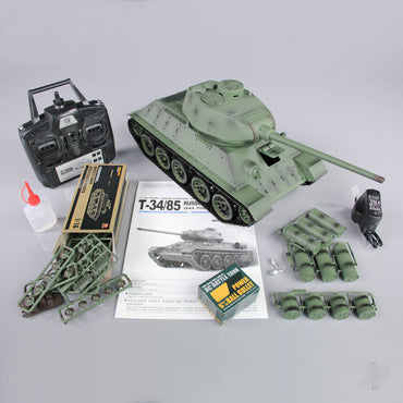 Henglong 1:16 Russian T-34/85 1944 Tank with Infrared Battle System (2.4GHz + Shooter + Smoke + Sound) 3909-1B