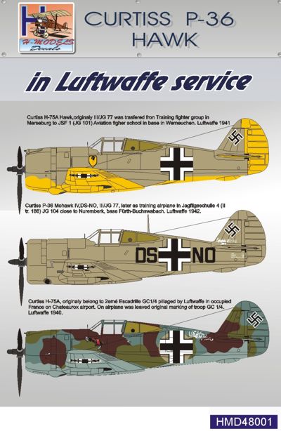 H-Model Decals HMD48001 1:48 Curtiss P-36 Hawk in Luftwaffe service