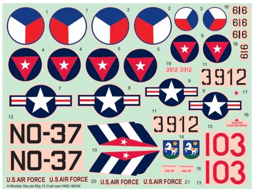 H-Model Decals HMD48006 1:48 Mikoyan MiG-15 Soviet Aces in Korea, Pt.3