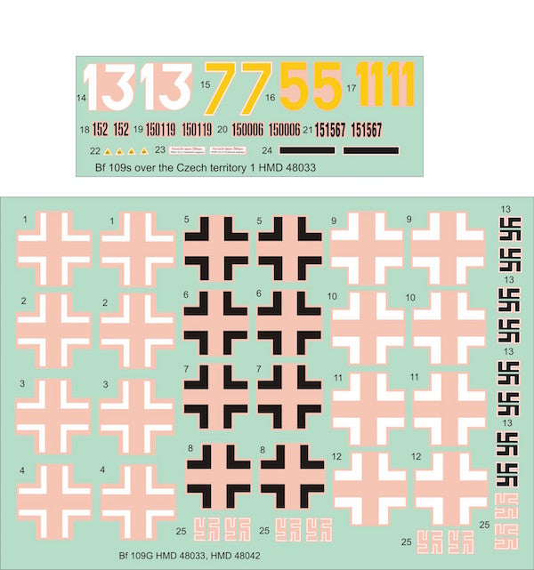 H-Model Decals HMD48033 1:48 Messerschmitt Bf-109s Over the Czech Territory Pt.1