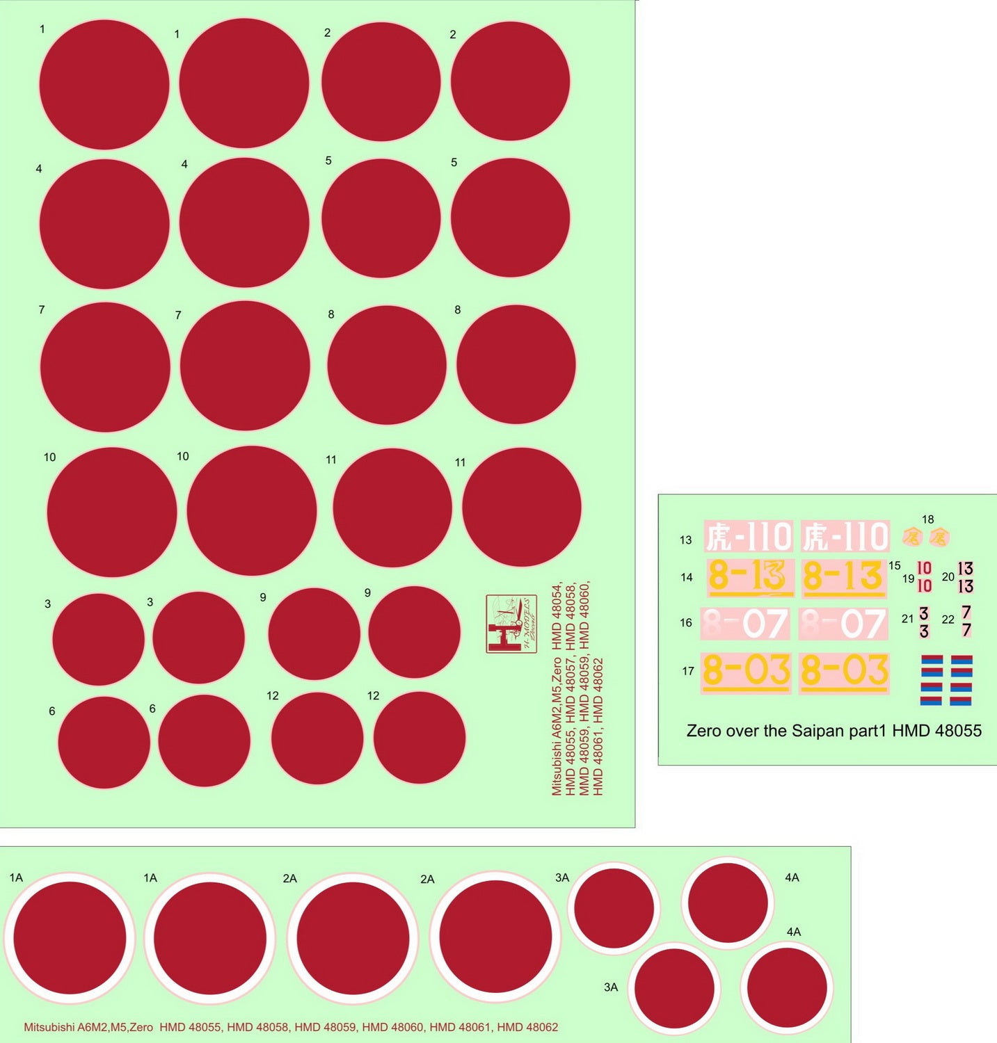H-Model Decals HMD48055 1:48 Mitsubishi A6M2 Zero over Saipan, Pt.1