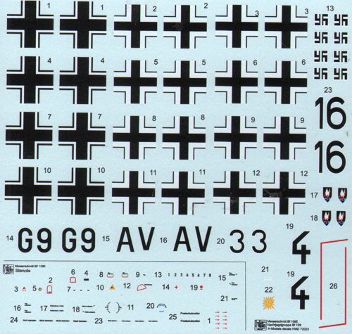 H-Model Decals HMD72023 1:72 NJG Messerschmitt Bf-109Es