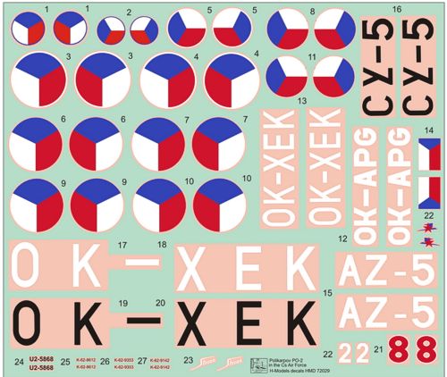 H-Model Decals HMD72029 1:72 Polikarpov U-2/Po-2VS in CzAF