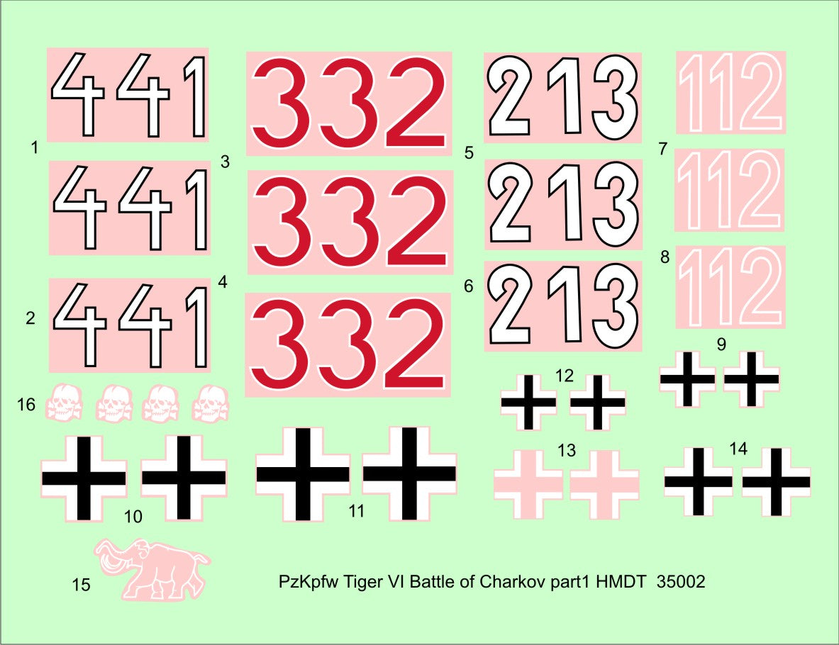 H-Model Decals HMT35002 1:35 Pz.Kpfw.VI Tiger I Battle of Kharkov, Pt.1