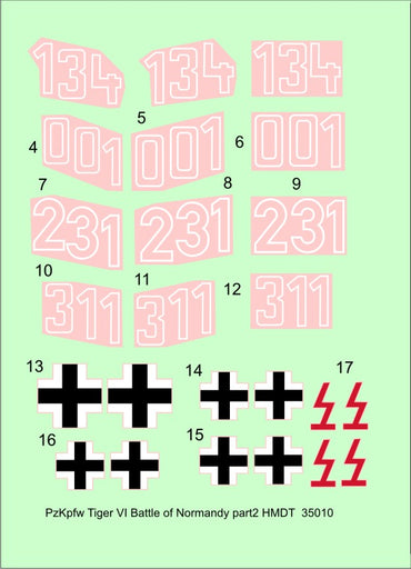 H-Model Decals HMT35010 1:35 Pz.Kpfw.VI Tiger I Battle of Normandy