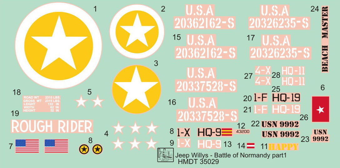 H-Model Decals HMT35029 1:35 Willys Jeep MB/U.S