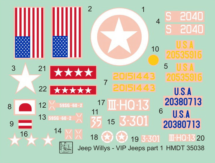 H-Model Decals HMT35038 1:35 Willys Jeep MB/U.S