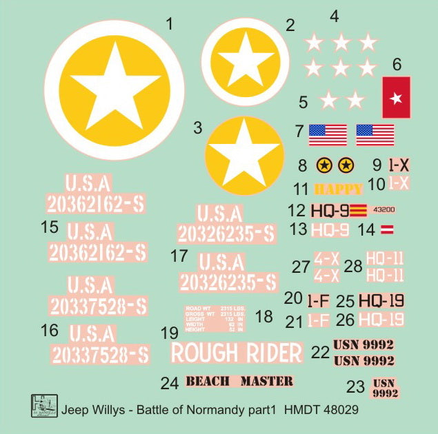 H-Model Decals HMT48029 1:48 Willys Jeep MB/U.S