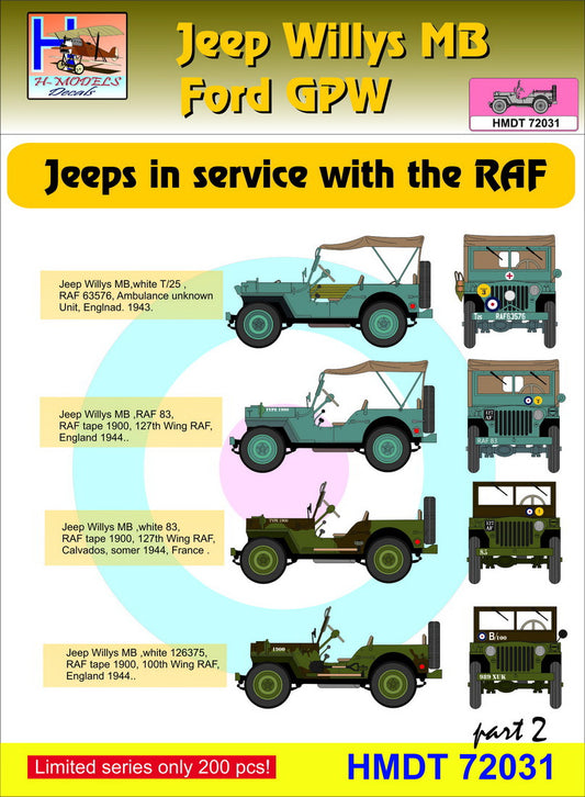 H-Model Decals HMT72031 1:72 Willys Jeep MB/U.S