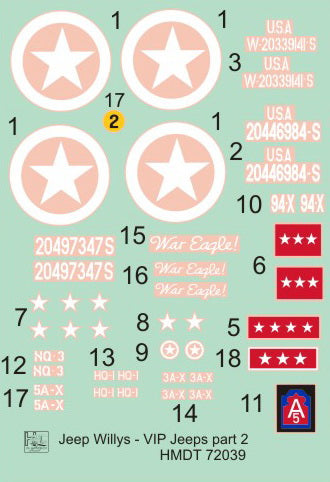 H-Model Decals HMT72039 1:72 Willys Jeep MB/U.S