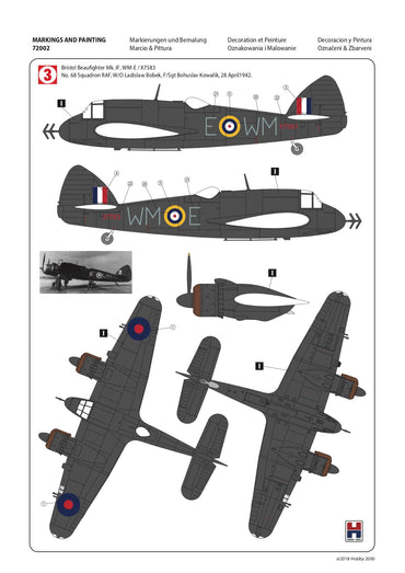Hobby 2000 H2K72002 Bristol Beaufighter Mk.IF/IC (Hasegawa) 1:72