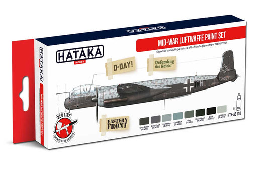 Hataka HTK-AS110 1:48 Mid-War Luftwaffe Paint Set RLM 74/75/76 (8 Colours)
