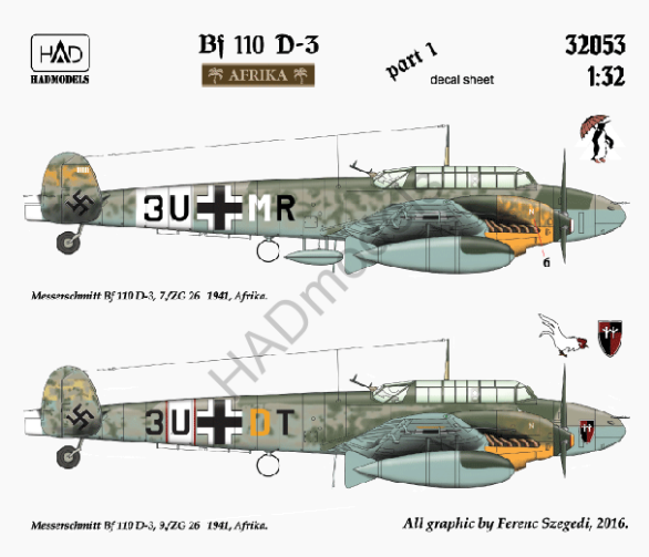 HAD Models HUN32053 1:32 Messerschmitt Bf-110D-3 Africa