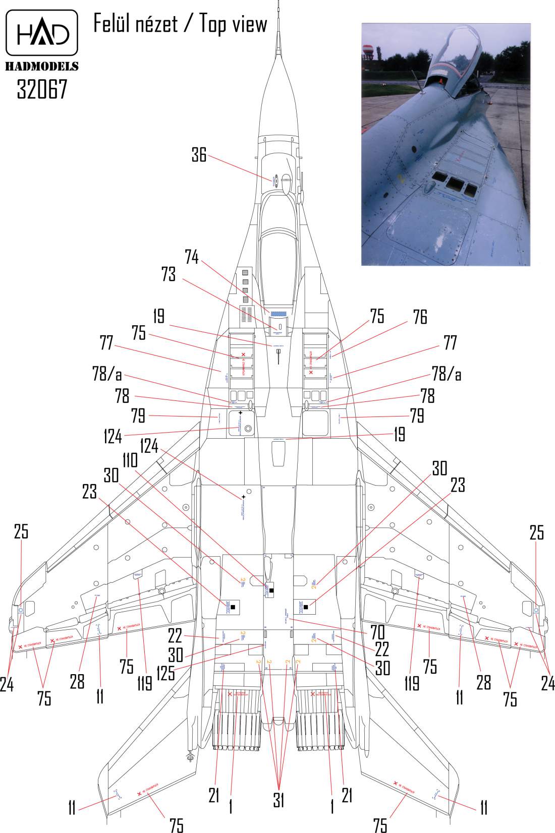 HAD Models HUN32067 1:32 Mikoyan MiG-29 Russian full stencil double sheet