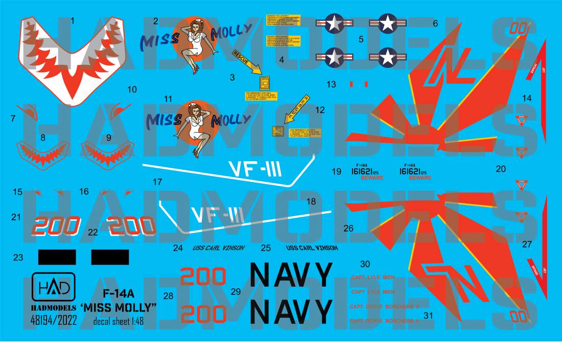 HAD Models HUN48194 1:48 Grumman F-14A Tomcat VF-111 "Sundowners"