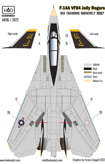 HAD Models HUN48196 F-14A Tomcat VF-84 Jolly Rogers Pt 1 1:48