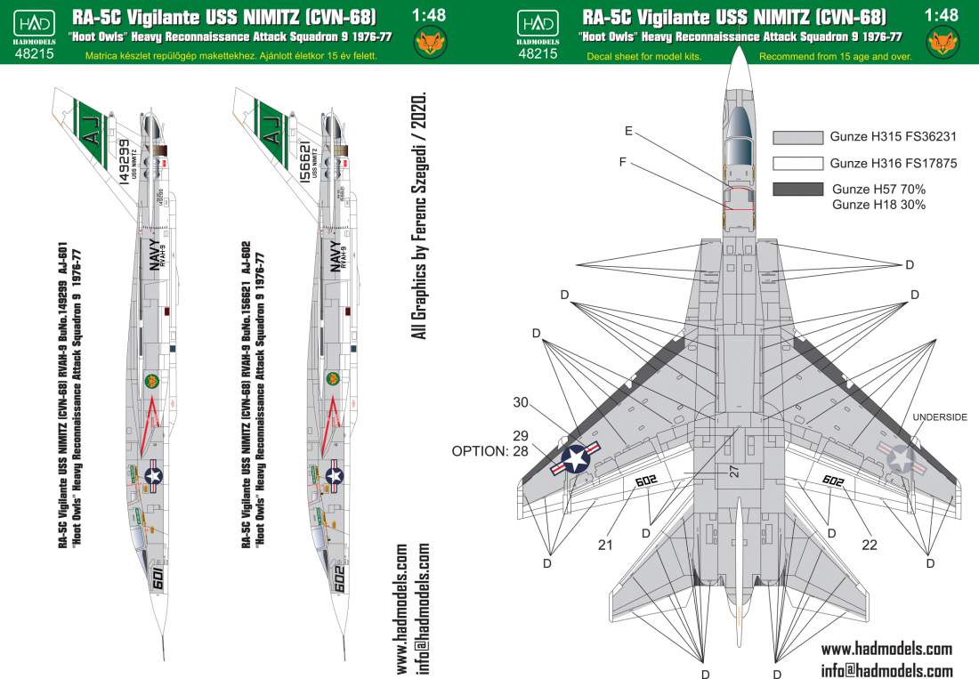 HAD Models HUN48215 1:48 North-American RA-5C Vigilante of the USS Nimitz