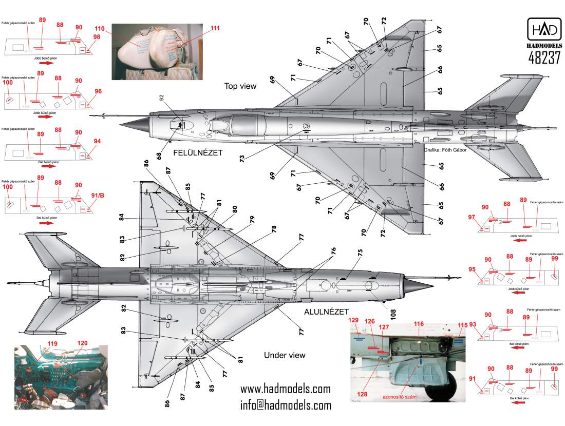 HAD Models HUN48237 1:48 Miloyan MiG-21MF/MiG-21Bis stencil 2 blue