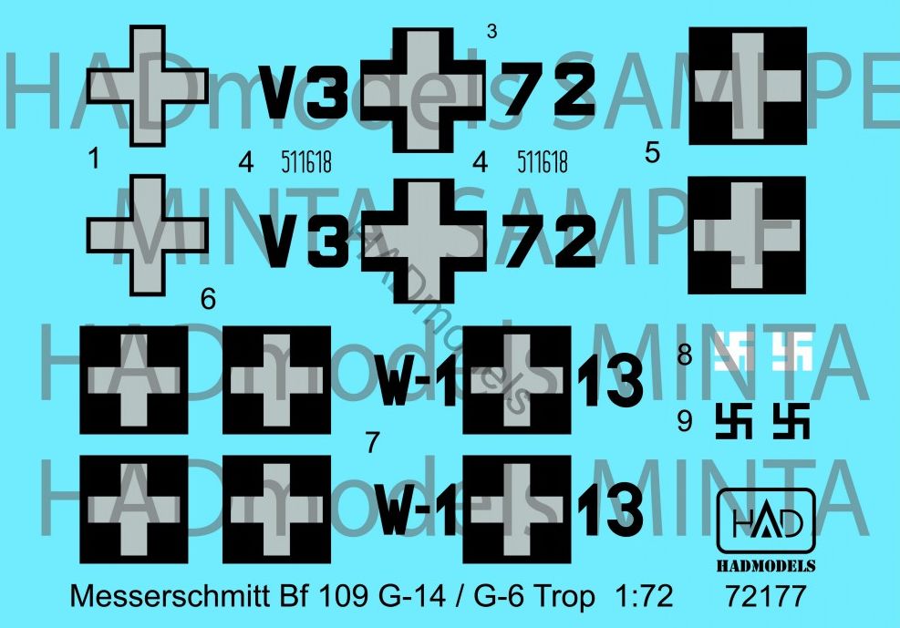 HAD Models HUN72177 1:72 Messerschmitt Bf-109G-14/Bf-109G-6 Tropical