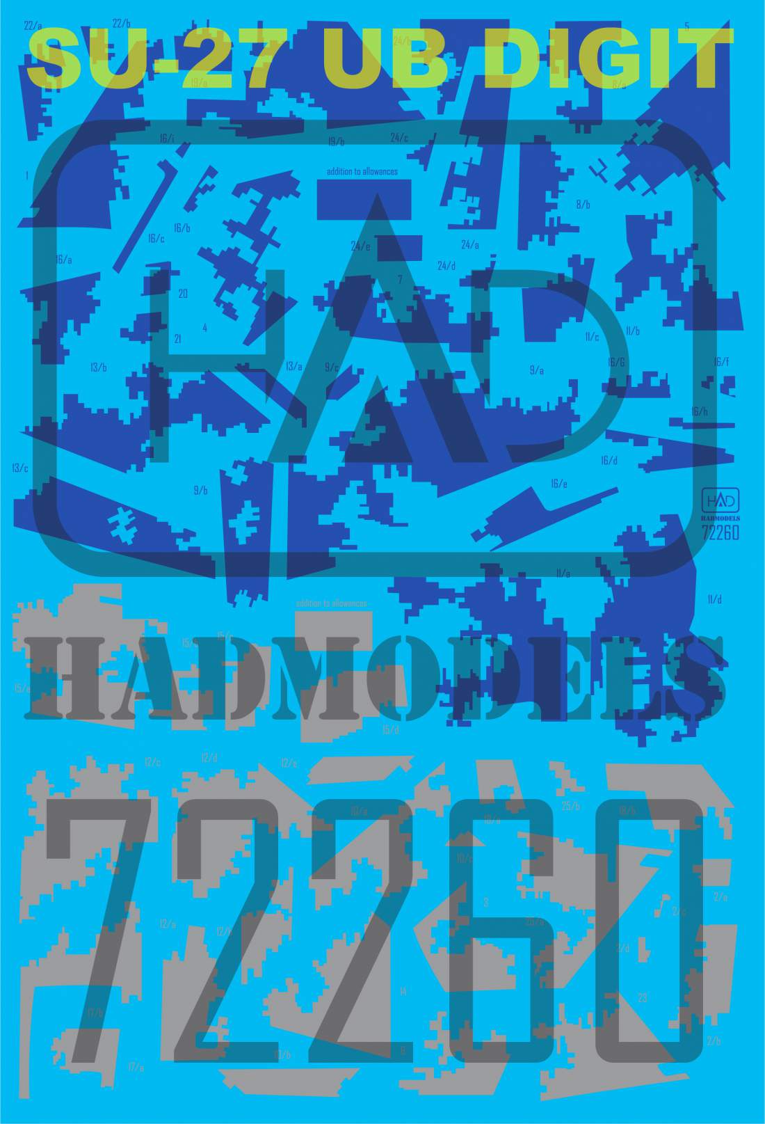 HAD Models HUN72260 1:72 Sukhoi Su-27UB Ukrainian digital camouflage decal sheet