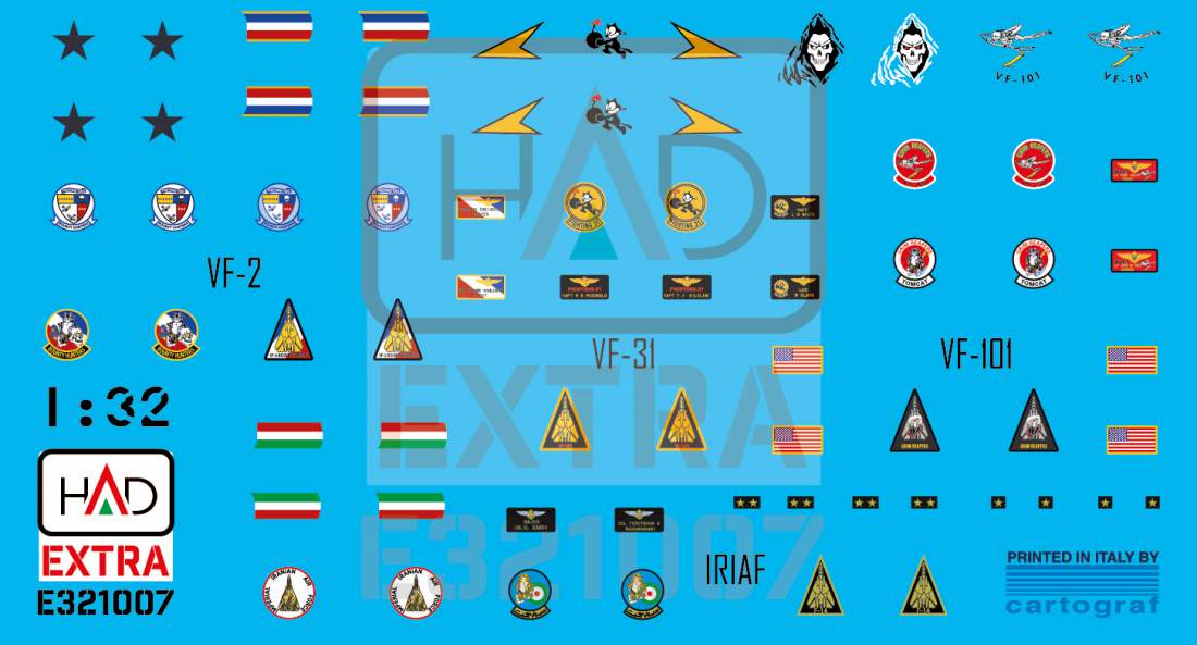 HAD Models HUNE321007 1:32 Grumman F-14A/B/D Tomcat patches VF-2 VF-101 VF-31