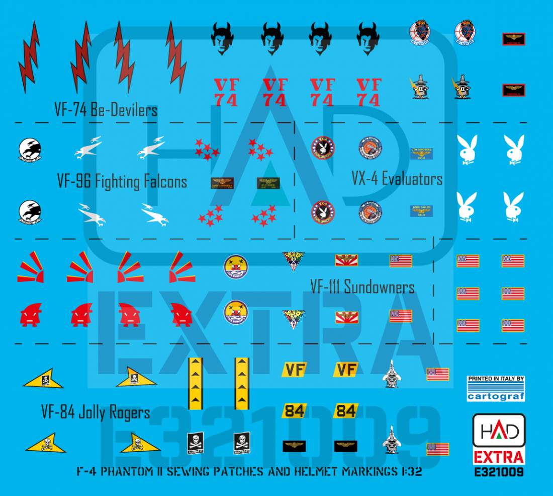 HAD Models HUNE321009 1:32 McDonnell F-4 Phantom II Patches and Helmet markings