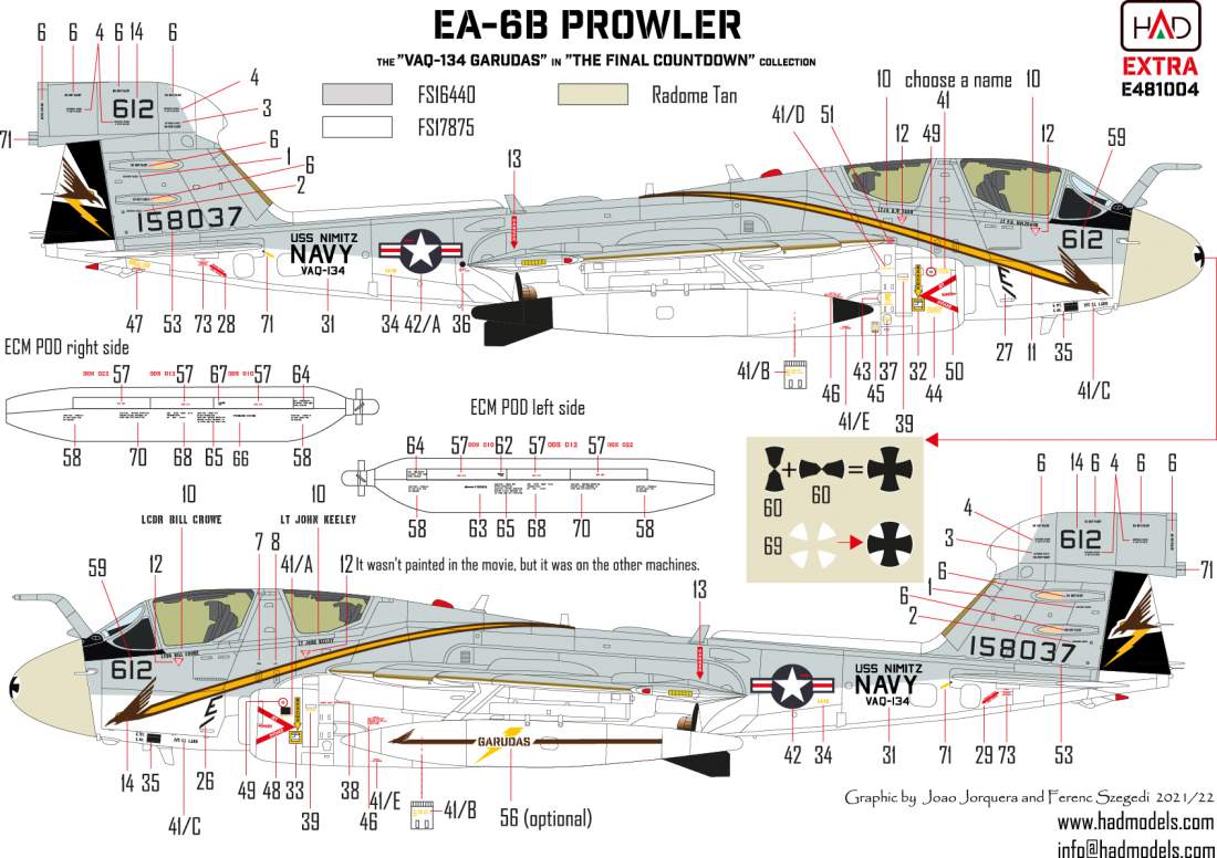 HAD Models HUNE481004 1:48 Grumman EA-6B Prowler USS NIMITZ The final Countdown