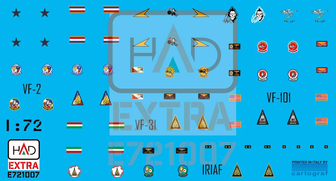 HAD Models HUNE721007 1:72 Grumman F-14A/B/D Tomcat patches VF-2 VF-101 VF-31