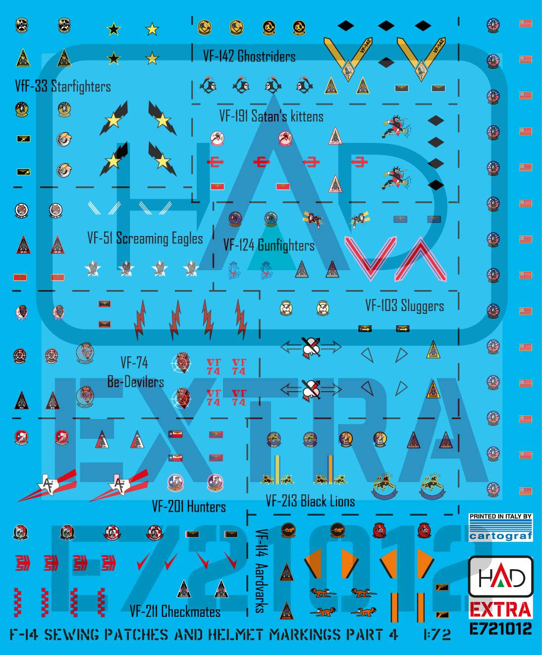 HAD Models HUNE721012 1:72 Grumman F-14 Tomcat Patches & Helmet markings PART 4