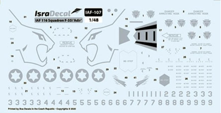 IsraDecal Studio IAF-107 1:48 IAF Lockheed-Martin F-35I 'Adir' 116 Sq