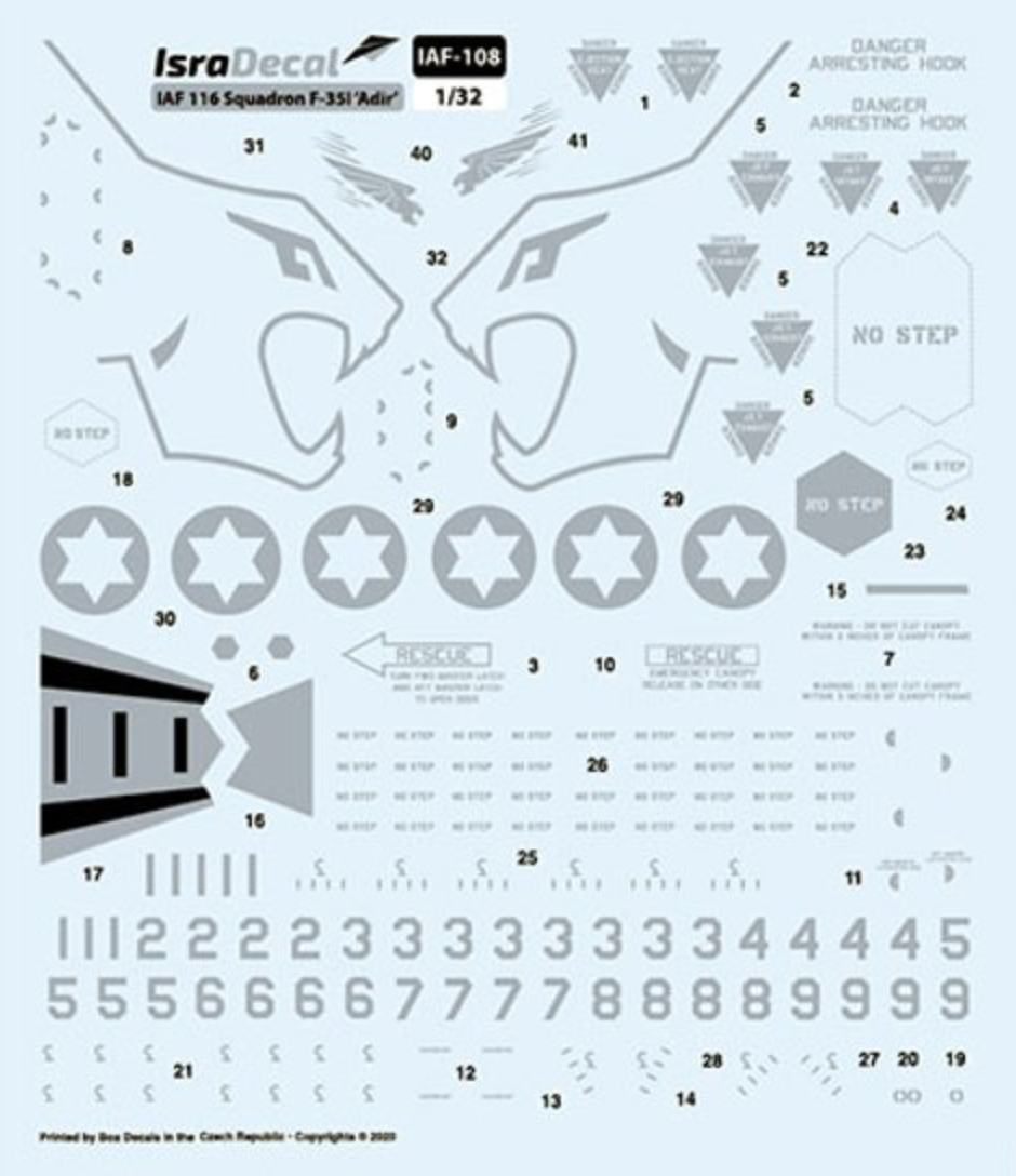 IsraDecal Studio IAF-108 1:32 IAF Lockheed-Martin F-35I 'Adir' 116 Sq