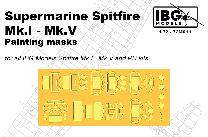 IBG Models IBG72M011 1:72 Supermarine Spitfire Mk.I Mk.V and PR Painting Masks