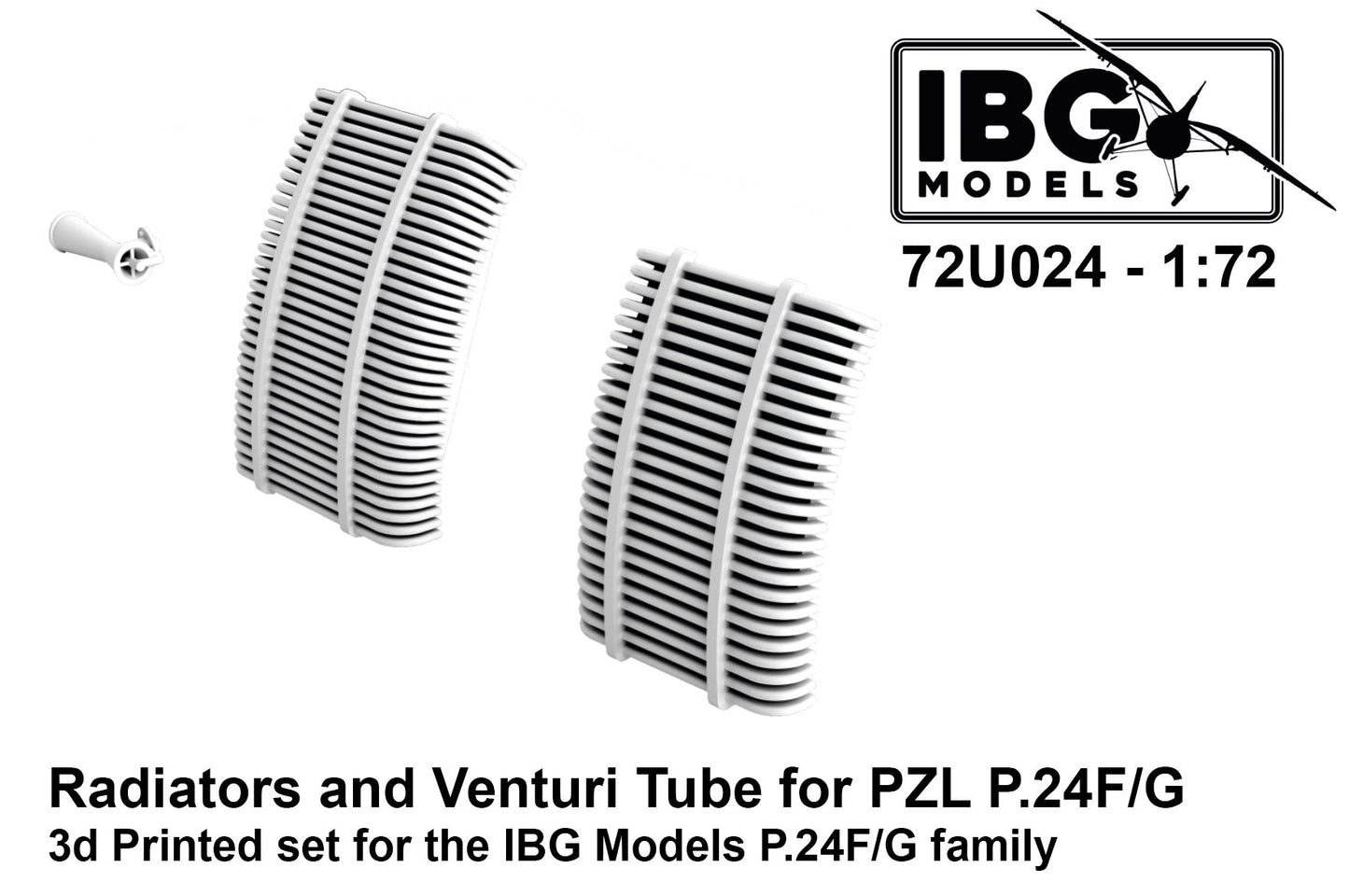 IBG Models IBG72U024 1:72 Radiators and Venturi Tube for PZL P.24F/G