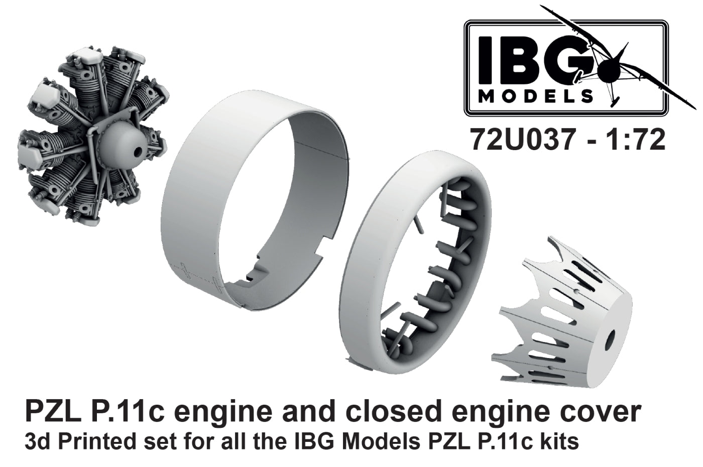 IBG Models IBG72U037 1:72 PZL P.11c Engine and Closed Engine Cover