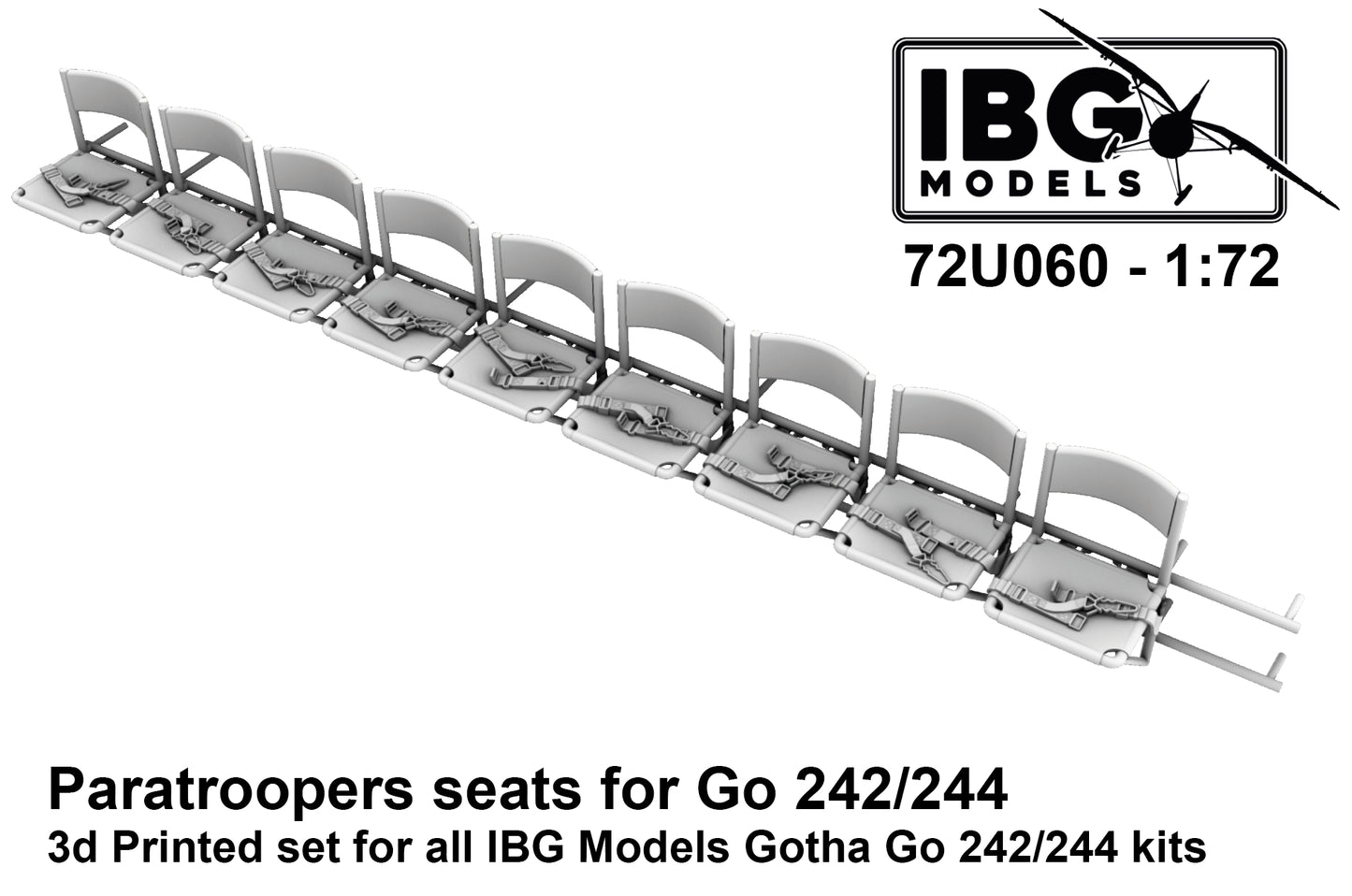 IBG Models IBG72U060 1:72 Gotha Go-242A-1/Go-244 Paratroopers seats 3D-Printed