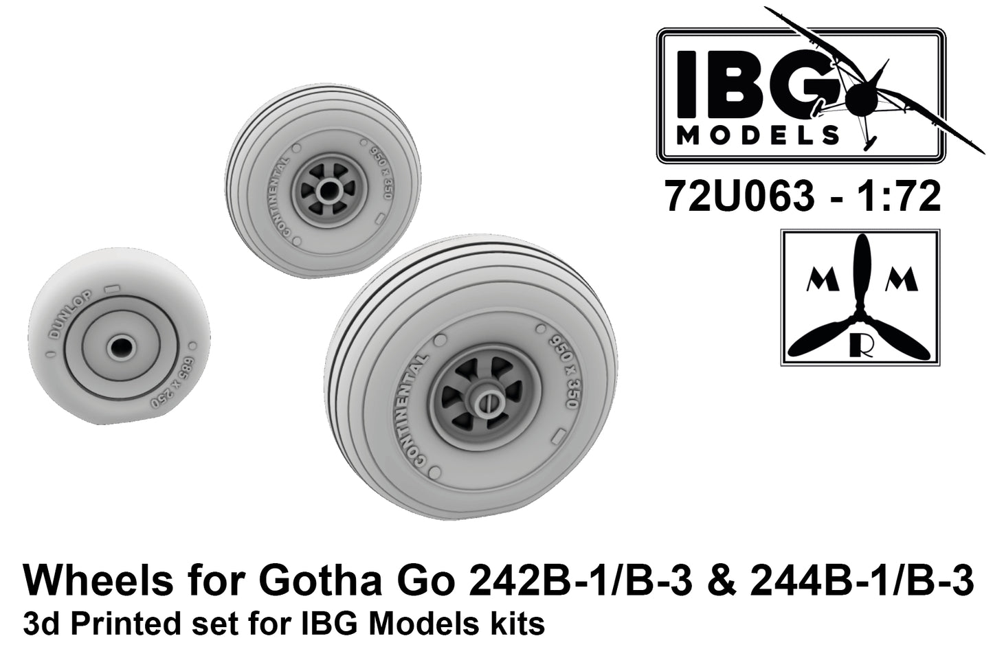 IBG Models IBG72U063 Wheels for Gotha Go-242/244 3D-Printed 1:72
