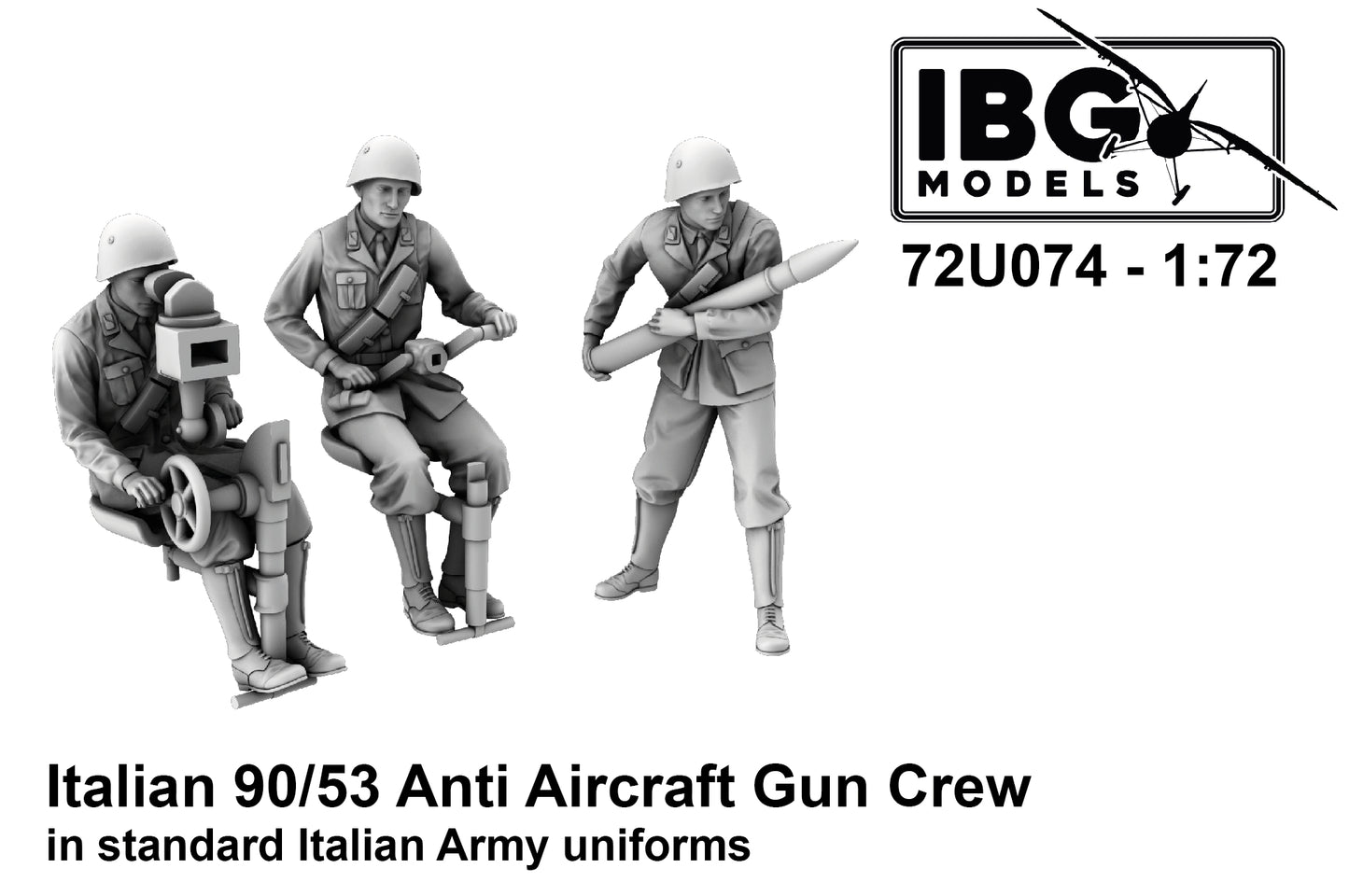 IBG Models IBG72U074 1:72 Italian 90/53 Anti A/C Gun Crew in standard uniforms
